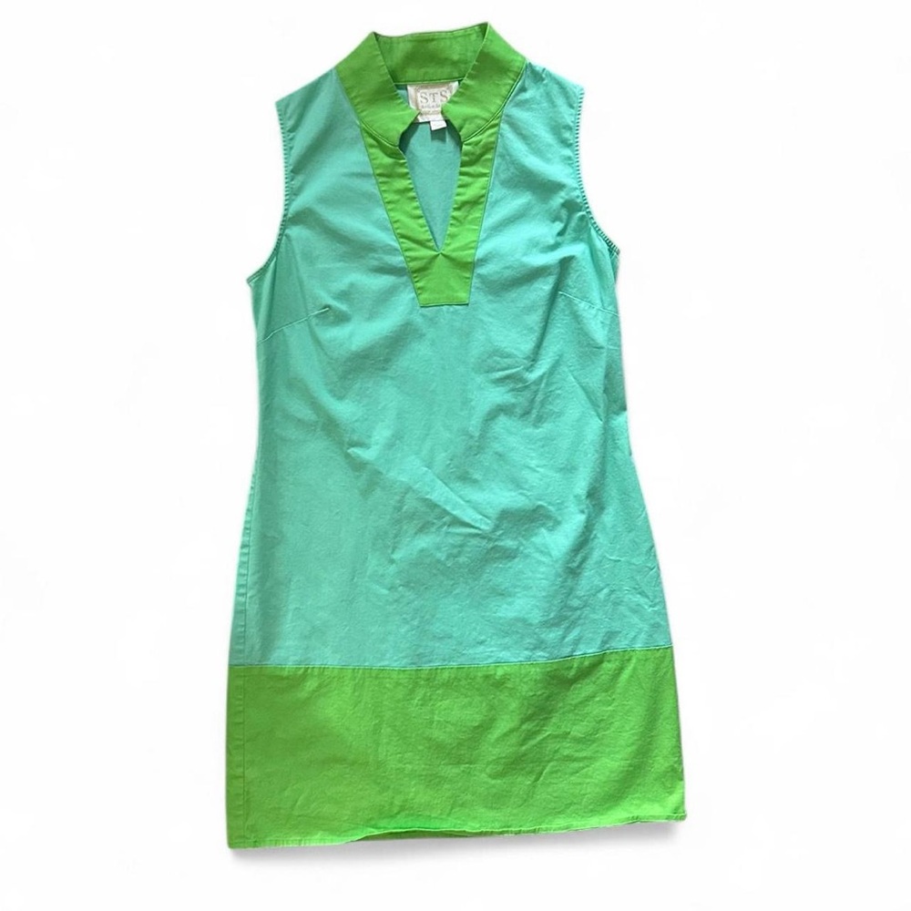 Preppy Sail to Sable colorblock green and blue dress